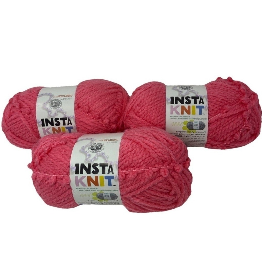 Lion Brand Insta-Knit Yarn Hot to Trot Pink Super‎ Bulky Bundle of 3 Skeins NEW
